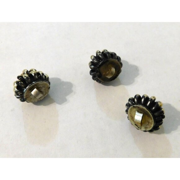 Vintage Gold Tone Dome Buttons Set Of 3 Unique Acrylic Design - Picture 4 of 5